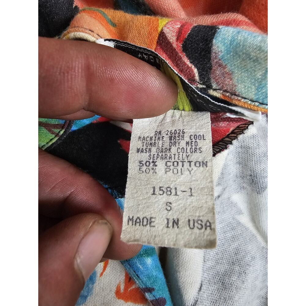 Vintage 80s Colorful Floral Blazer Jacket Small Artsy Abstract 80 90s Garden USA - Picture 7 of 10